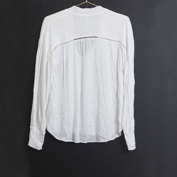 Free People Wishful Moments Embroidered Blouse in White M - Picture 6 of 6